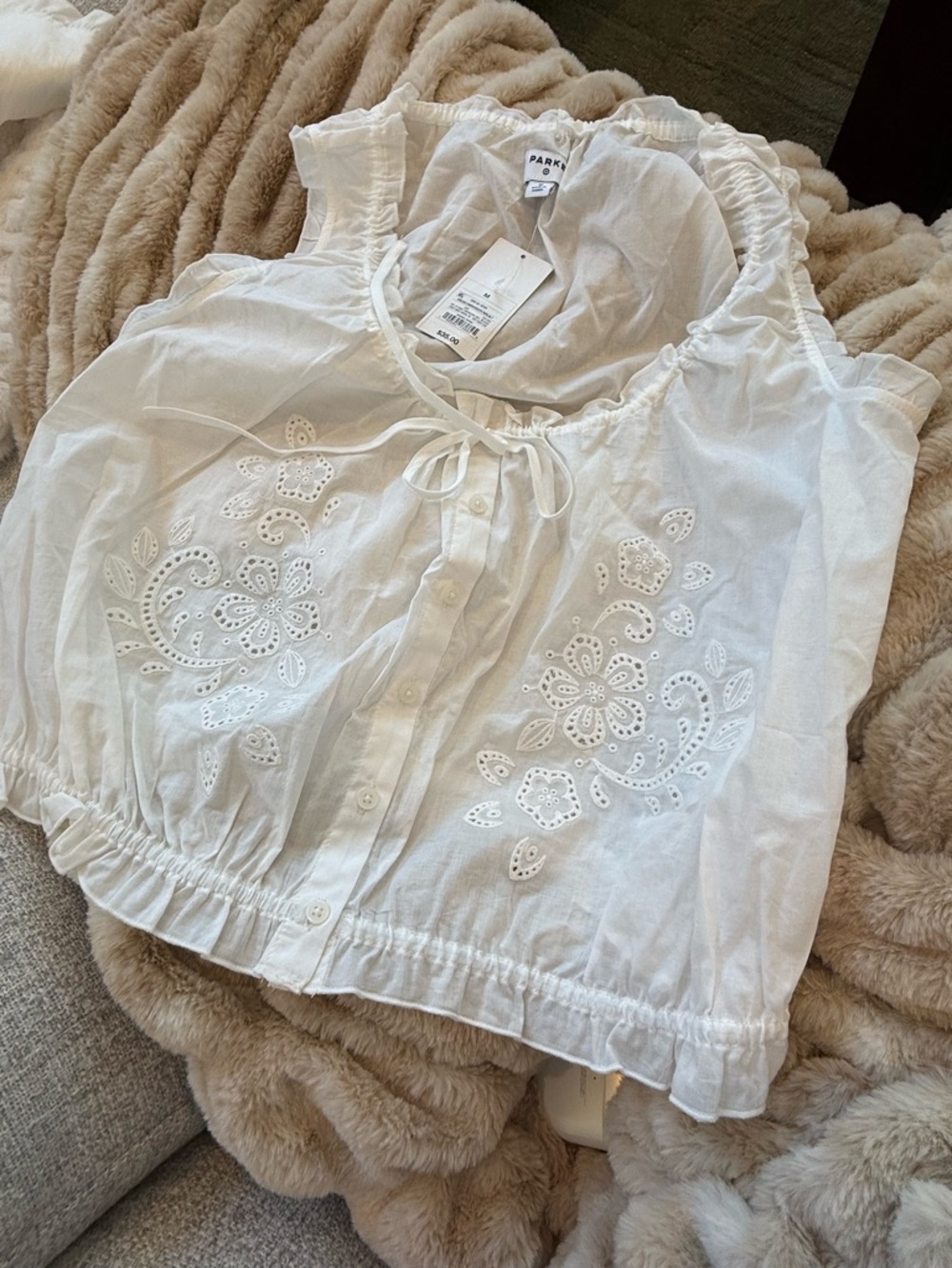 Parke x Target brand new with tag!!! 
 White Embroidered Cotton Eyelet Blouse